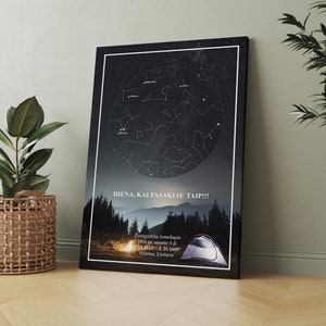 Astronomie Carte des étoiles Cadeau de mariage Carte des étoiles de bébé Canva Modèle Ciel nocturne Personnalisé par date Canva Cadeau Carte des étoiles Cadeau Cadeau de douche