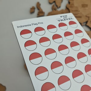 Adesivo colorato in legno con bandiera dell'Indonesia da 50 pin, mappa magnetica