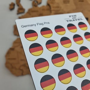 Germania 50 Pin Bandiera Paese Push Mappa Legno Colorato Adesivo Magnetico