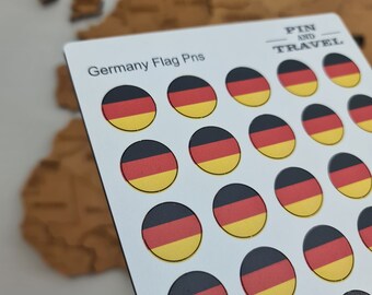 Germany 50 Pins Flag Country Push Map Wooden Colorful Sticker Magnetic