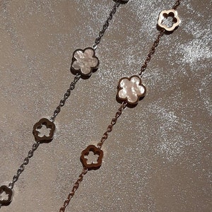 Leaf clover bracelet, Mother of Pearl, Clover set Silver Clover Bracelet,Lucky Bracelet,Charm EarringsStainless acrylic charm