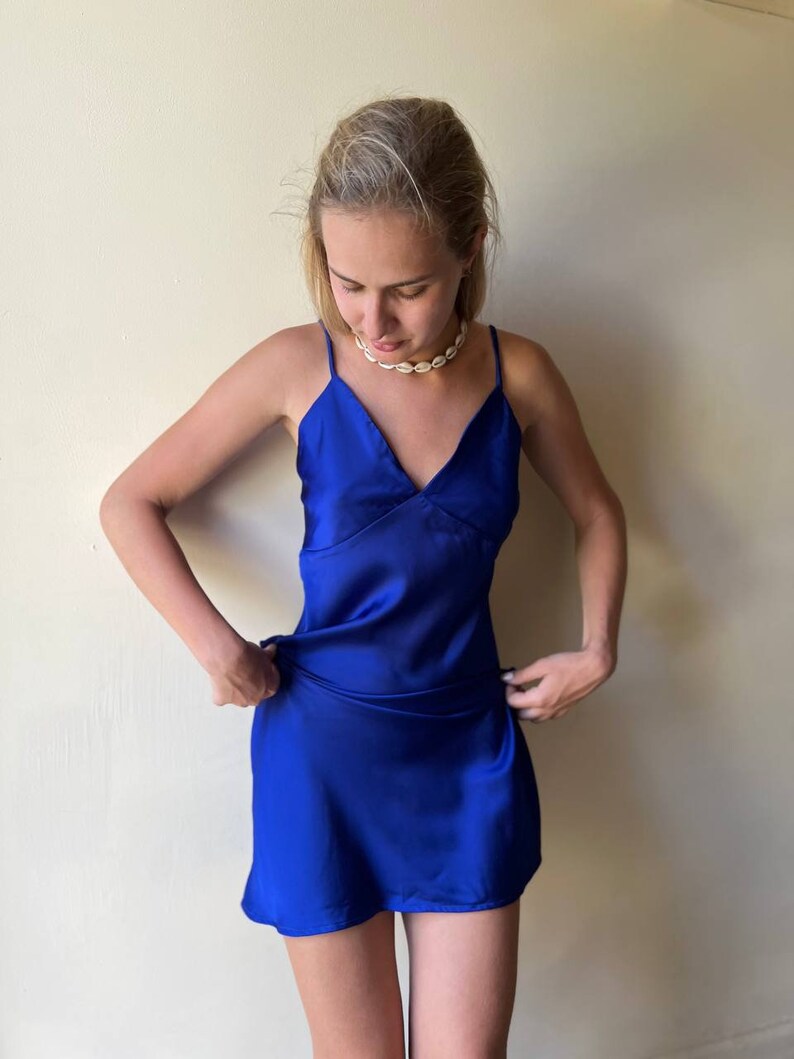 Blue Bridal Nightgown 90s Slip Dress Silk Slip Dress Mini Etsy