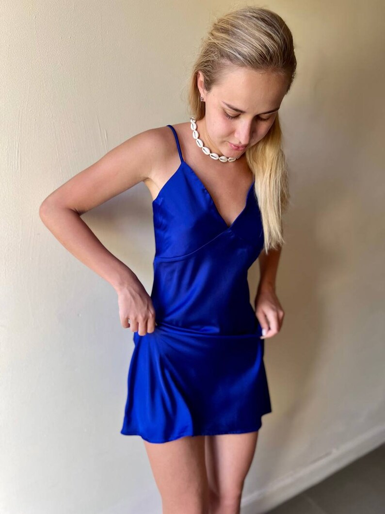 Blue Bridal Nightgown 90s Slip Dress Silk Slip Dress Mini Etsy