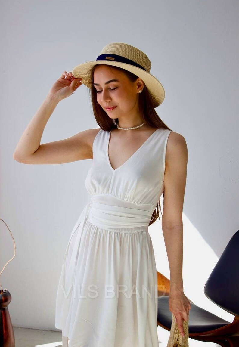 Women White Patchwork Cotton Mini Dresses Summer