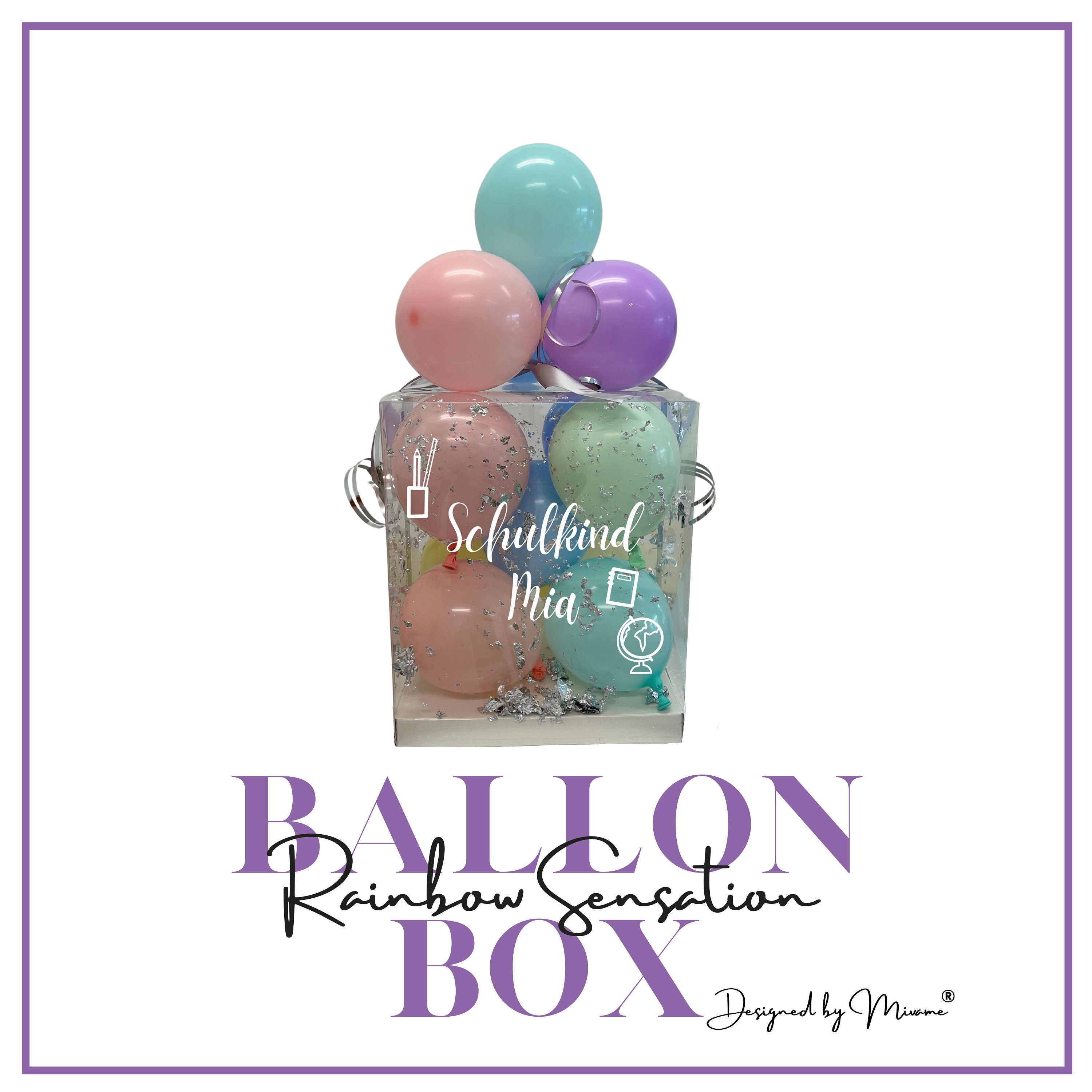 Geldgeschenk 18 x 18 x 15 cm, Kupfer • Mint • Weiß Geschenkbox Geschenkverpackung Personalisierte Ballon-Box Luftballons Hochzeitsgeschenk Geburtstagsgeschenk 