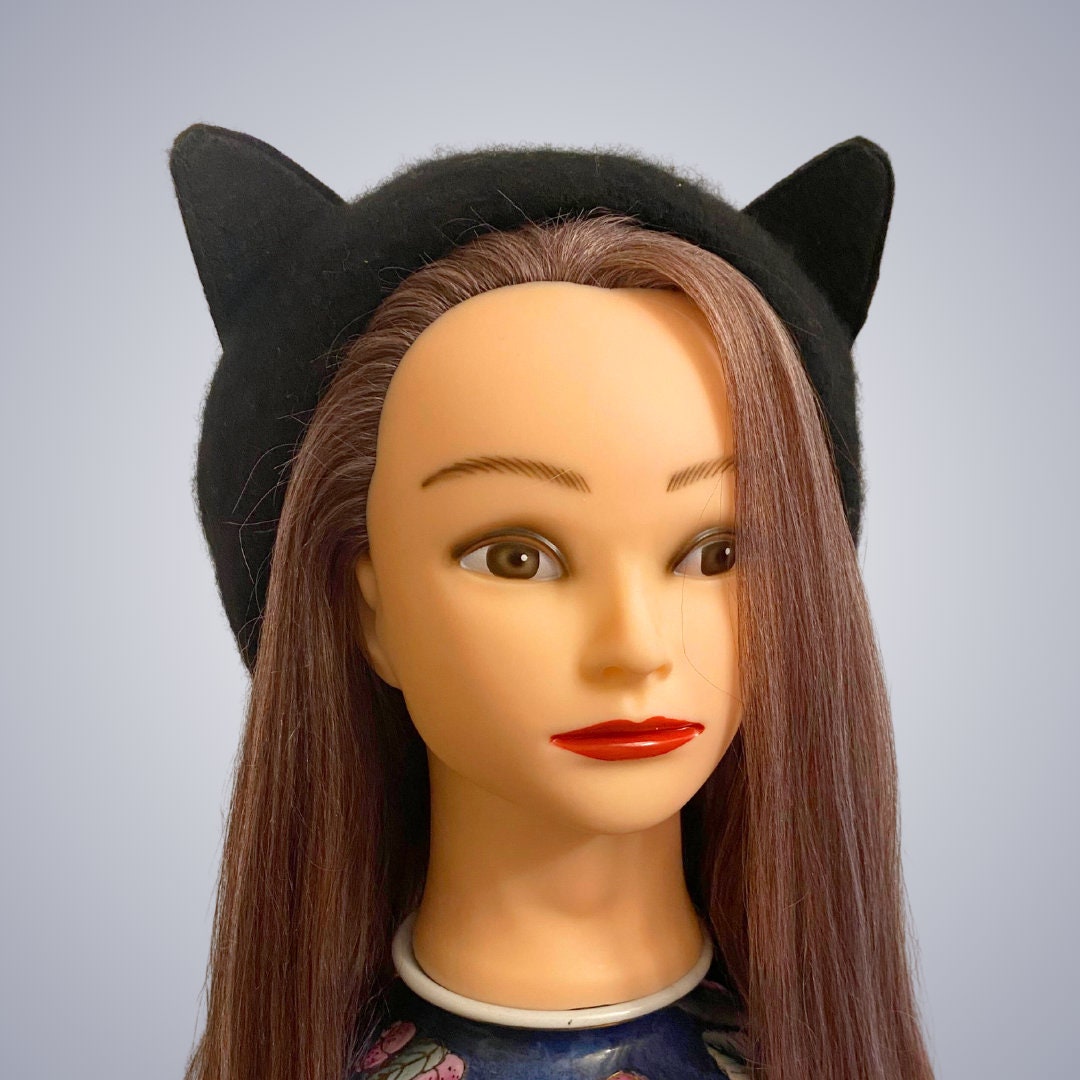 Halloween Beret Cat Hat Womens Quirky Wool French Beret Hat Etsy
