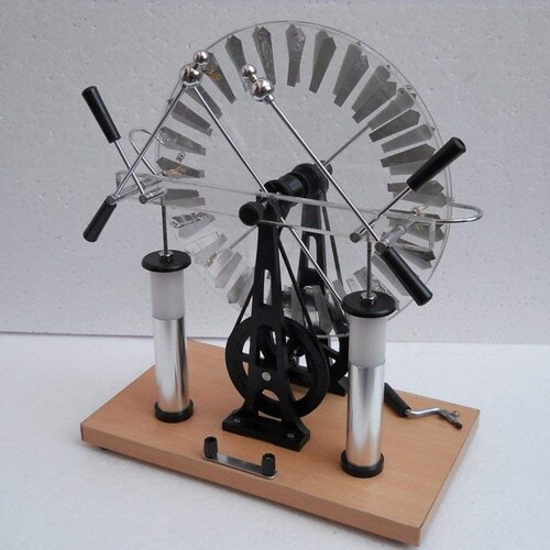 Wimshurst machine lab static electricity generator wooden stand heavy duty