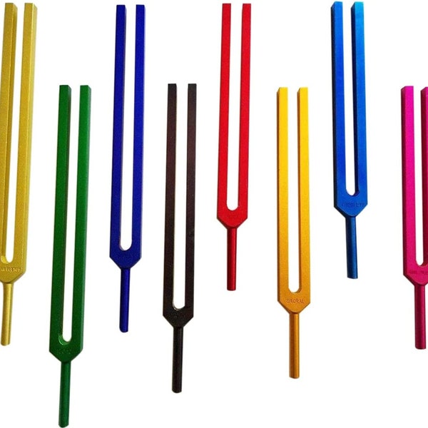 Colored Chakra  Soul set of 8 Unweighted Tuning Forks for Sound Energy Field Healing with Activator & Pouch
