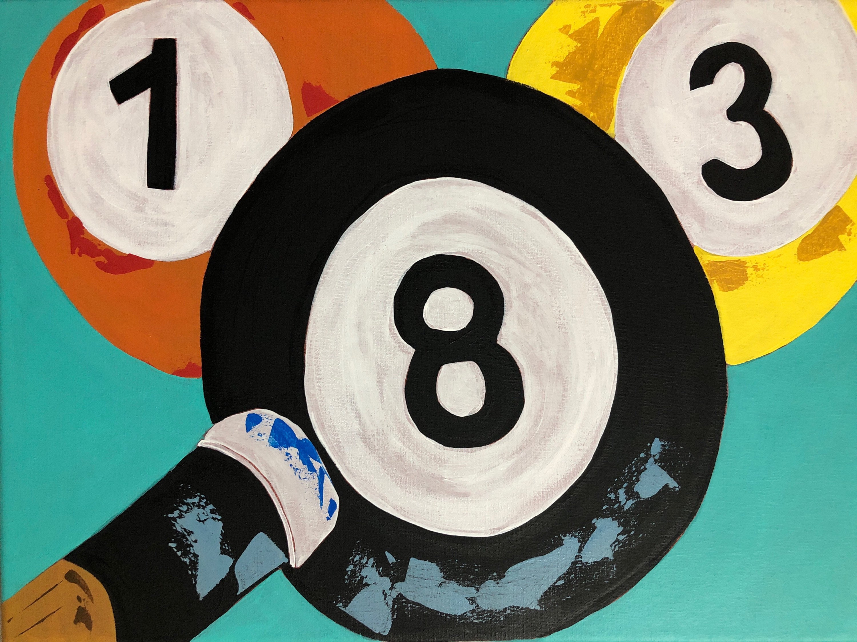 Painting of Pool Cue Painting of Pool Balls Pool Art Etsy