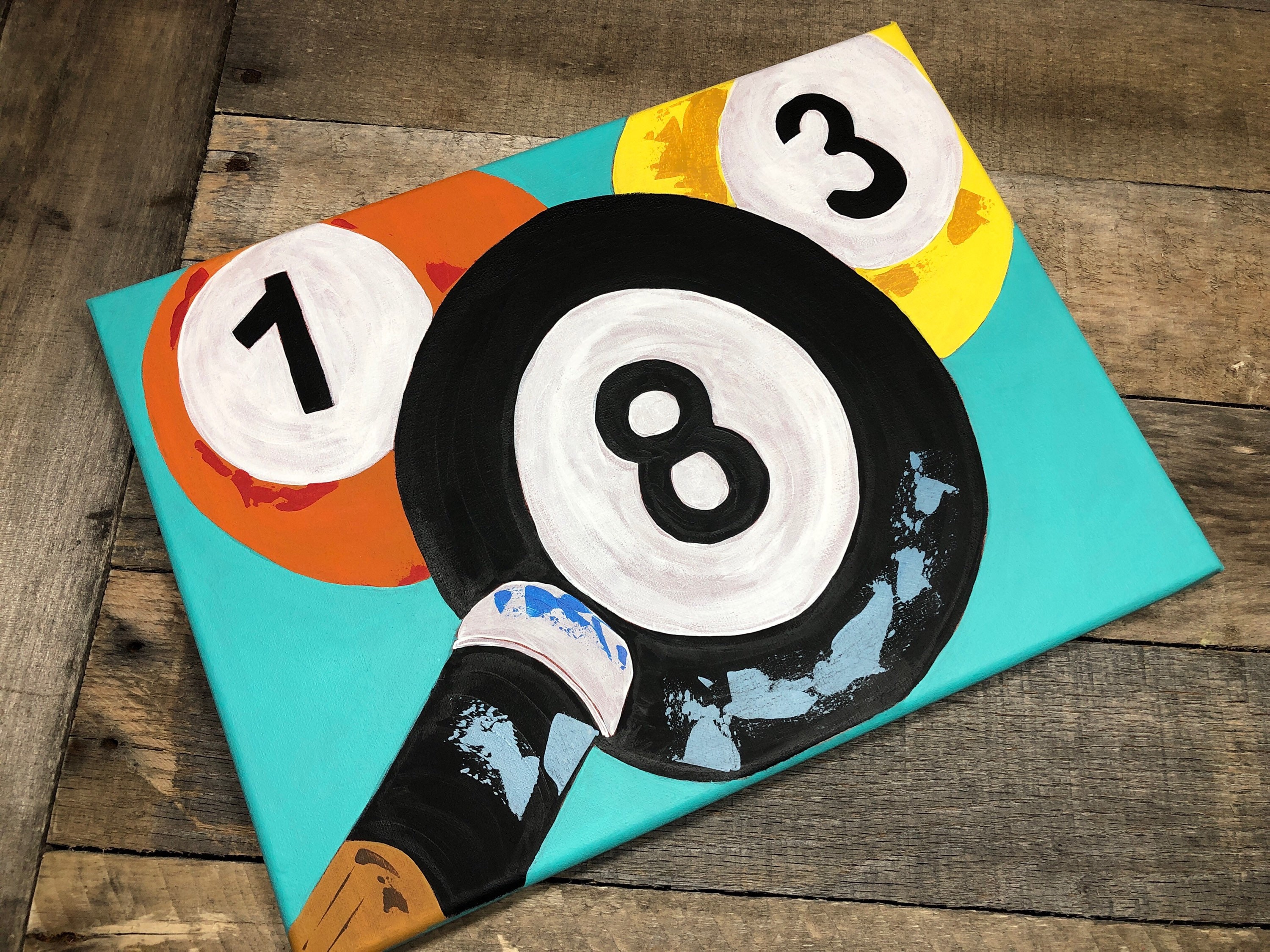 Painting of Pool Cue Painting of Pool Balls Pool Art Etsy