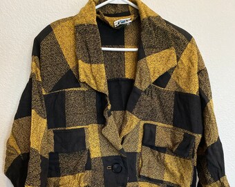 yellow and black checkered jacket