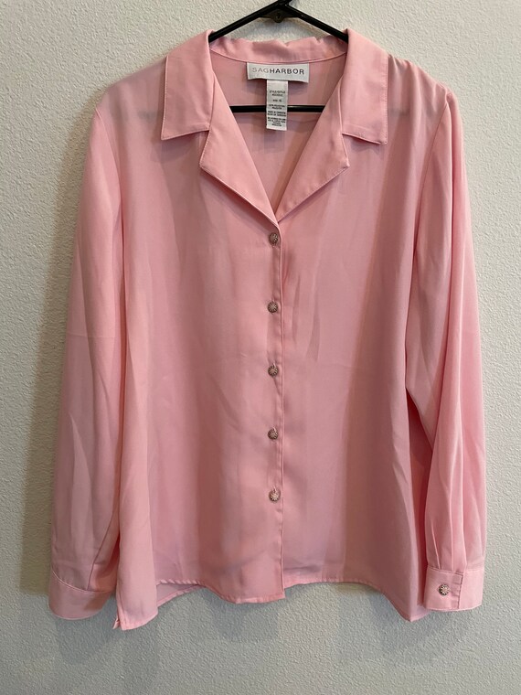 Light Pink Polyester Button Down Blouse 