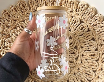 Personalised Daisy Libbey glass tumbler