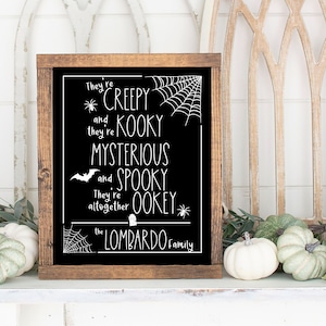 Personalized Addams family sign, Addams family wall art, Custom Addams family, They’re creepy and they’re kooky, Halloween family name sign