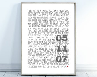 Valentine's Gift for Him, Wedding Song Lyrics, Personalized Gift, Valentines Gift for Husband, 5 sizes, INSTANT DOWNLOAD