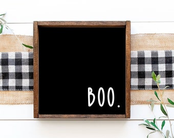 Boo Halloween farmhouse printable wall art, Farmhouse Halloween printable decor, Simple Halloween farmhouse sign, Minimal Halloween wall art