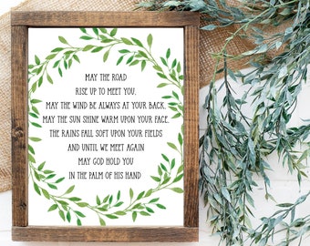 St. Patrick&#39;s Day Printable Art, Irish Blessing, May The Road Rise Up To Meet You Digital Print, Downloadable Print,