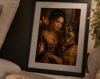 Custom Storybook Portrait of You & Your Pet | Whimsical Fantasy Portrait from Photo | Fairytale Pet Artwork