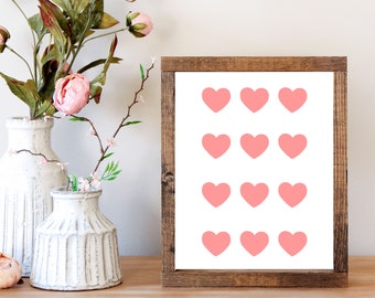 Valentine Day print, Valentine party decor, Valentine sign, Farmhouse Valentine wall art, Pink heart wall art, Valentine decor, Heart sign