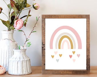 Valentine print, Valentine digital print, Farmhouse Valentine sign, Rainbow art print, Valentine download print, Valentine party decor