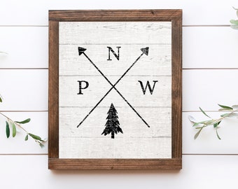 Pacific Northwest sign printable, PNW sign, Minimalist PNW wall decor, PNW wall art, West Coast art, Great Northwest print