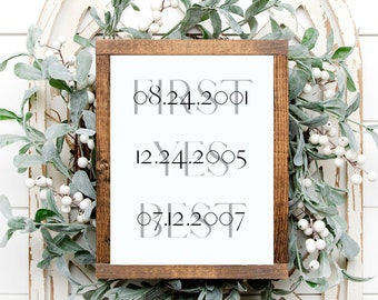 Valentine Gift for Him, Anniversary date sign, Personalized gift for husband, First Yes Best sign print, Custom date sign, Wedding date sign