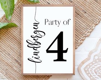 Party of family sign, Party of 6, Gallery wall decor, Layering sign print, Pregnancy announcement sign, Personalized family name print