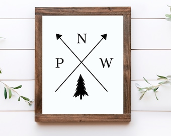 Pacific Northwest sign printable, PNW sign, Minimalist PNW wall decor, PNW wall art, West Coast art, Great Northwest print