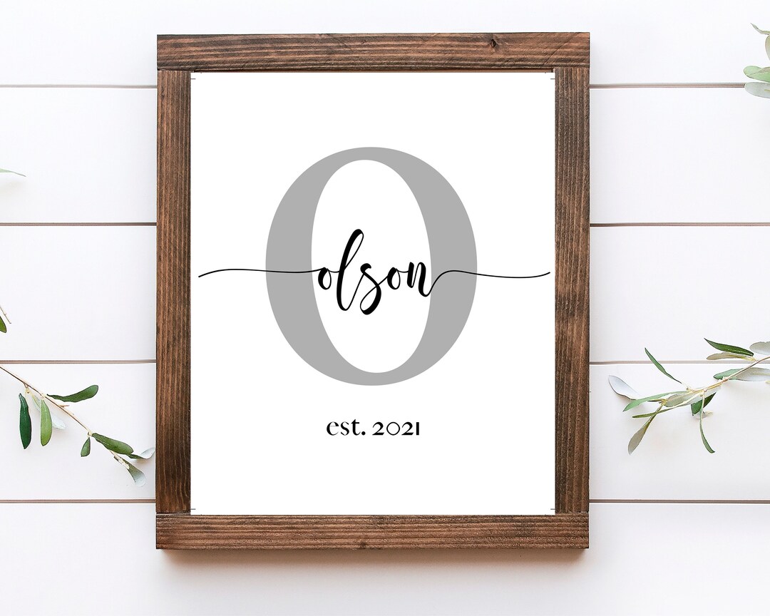 Personalized Family Name Sign, Established Family Sign Print, Last Name ...