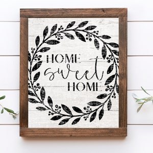 Home Sweet Home print, Farmhouse wall art, Home Sweet Home sign print, Farmhouse printable decor, Housewarming gift, Farmhouse digital print