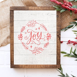 Arte de pared de Navidad, Joy Christmas sign, Decoración de pared de vacaciones, Imprimible de Navidad, Letrero de Navidad Farmhouse, Decoración de vacaciones rústicas