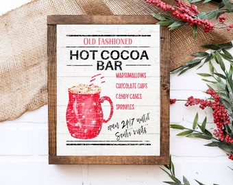 Christmas wall art, Hot Cocoa Bar Christmas sign, Holiday wall decor, Christmas printable, Christmas Farmhouse sign, Rustic holiday decor