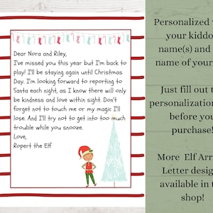 Elf arrival letter, Personalized elf letter, Printable elf letter, North Pole letter, Letter from Santa, Elf welcome letter
