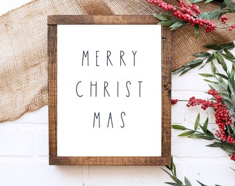 Impressão de Natal, decoração de parede de Feliz Natal, placa de Natal da fazenda, decoração de lareira de Natal, placa de camadas de Natal, impressão rústica de férias