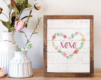 Valentine Day print, Valentine party decor, Valentine sign, Farmhouse Valentine wall art, XOXO wall art, Romantic wall art, Valentine decor
