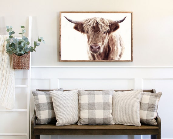 Highland cow print, Farmhouse cow print, Farm animal wall art, Highland cow digital download, Highland cow decor, Rustic farm animal print