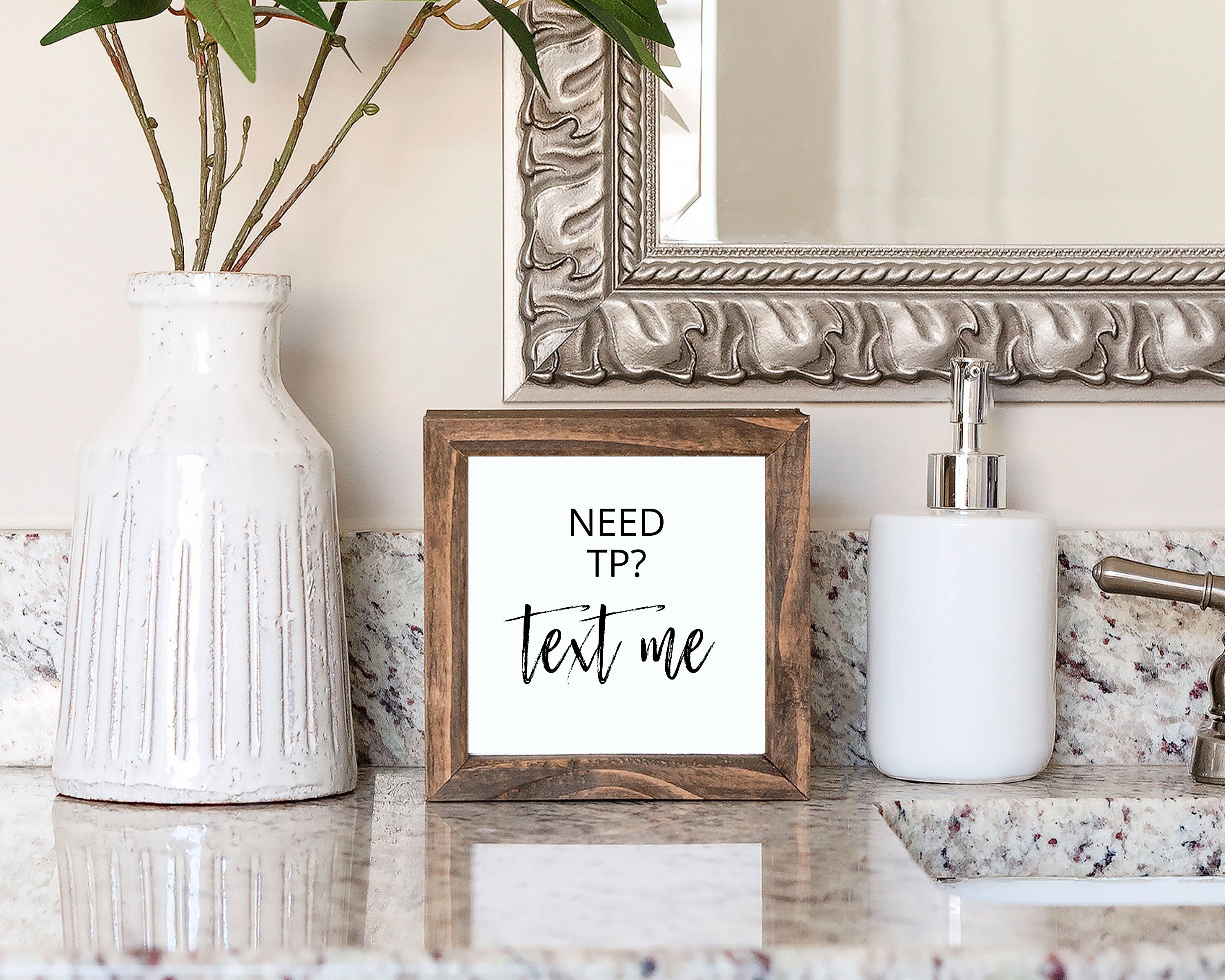 Needa Text Sign Bathroom Sign Printable, Need TP Text Me Print, Farmhouse Wall Art ...