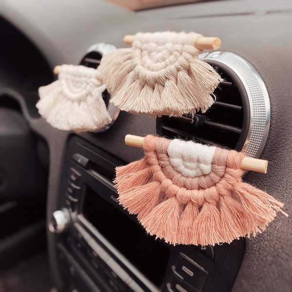 Makramee Air Vent Clip • Macrame Car Air Vent Diffusor Boho