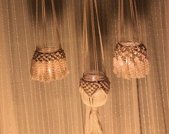 Macrame tealight holder for hanging | Boho tealight holder | Balcony decoration | Boho decoration | Patio decoration