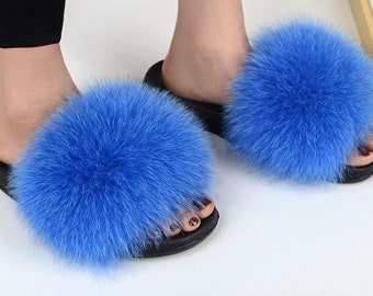 coco chanel fur slides