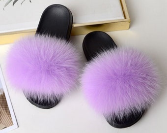 purple fluffy slides