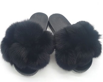 nike fuzzy slides