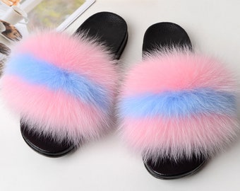 chanel inspired fur slides