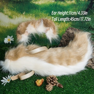 Artificial Fur-Golden Retriever Dog Plush fursuit Ears and Tail- Cosplay Customized - puppy tail,puppy ears-dog ears and tail-Christmas gift