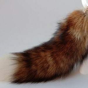 Brown black Fox tail keychain Real fur keychain Real fox fur tail Cute plush tail keychain