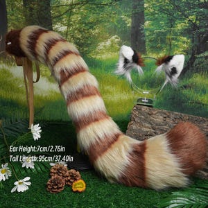 Artificial Fur-Shepherd Dog Sheepdog Plush Ears and Tail-Cosplay  Customized -Fox ear and tail -leopard ear and tail-wood background