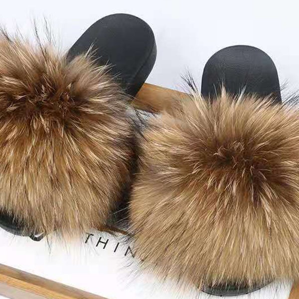racoon fur slides