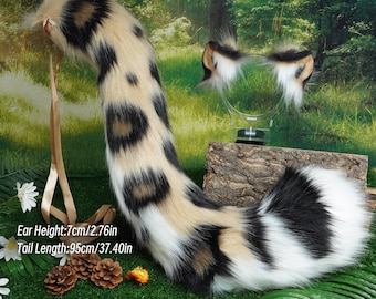 Artificial Fur- Golden-Banded Leopard fursuit Ears and Tail - Leopard ear,Leopard tail - Cosplay  Customized -Savage-Savanna - kemonomimi