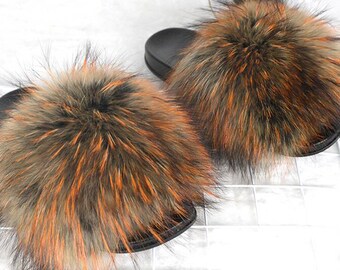 puma furry slides etsy