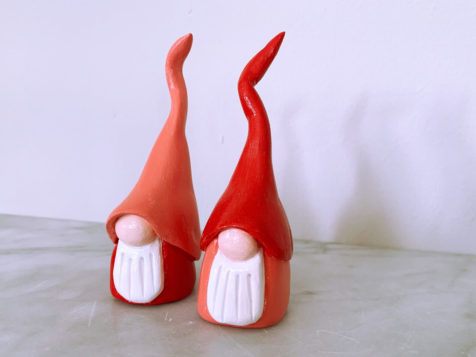 Set Of Two Handmade Clay Gonk. MultiColoured Decoration. Red Etsy